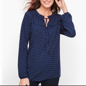Talbots Navy Polka Dot Blouse
